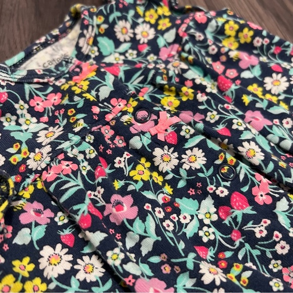 Carter’s Snap Up Floral Pink Yellow Blue Romper - Picture 2 of 4